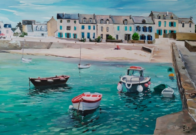 Tableau, peinture, Bretagne Port de Portivy 81 x 54
