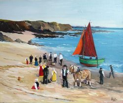 Tableau, peinture, Bretagne, Fête du Goemoniers