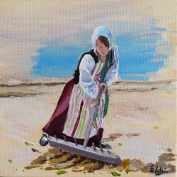 Tableau, peinture, Bretagne, fillette