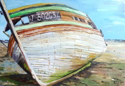 Tableau, peinture, Bretagne, l'épave vivante