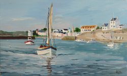 Tableau, peinture, Bretagne, Sortie bateau