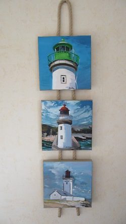 Tableau, peinture, Bretagne, TRIPTYQUE PHARES BELLE ILE