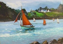 Tableau, peinture, Bretagne, Descente du Golfe