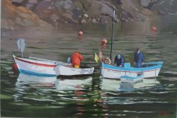 Tableau, peinture, Bretagne, Pêcheurs de Doëlan