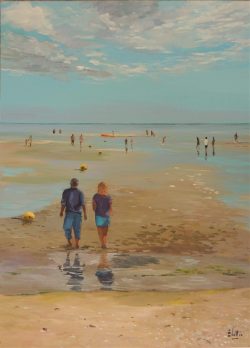 Tableau, peinture, Bretagne, Plaisir de marée basse