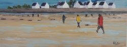 Tableau, peinture, Bretagne, Pêche par temps gris