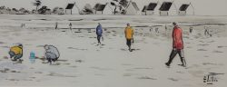 Tableau, peinture, Bretagne, En noir et blanc