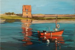 Tableau peinture Bretagne moulin à marée 55 x 38