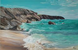 Tableau, peinture, Bretagne,Côte sauvage Quiberon