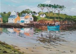Tableau, peinture, Bretagne, Finistère port de Portsall 70 x 50